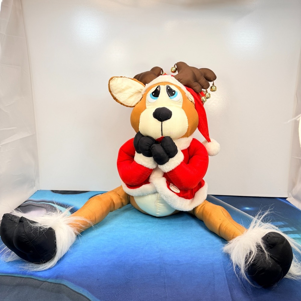 Vtg 1993 House of Lloyd Shivers Reindeer Draft Stopper Christmas Plush Animated